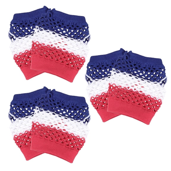 WHAMVOX 3 Pairs US Flag Design Gloves for Fishing Net Short Half Finger Gloves Party Decorative Mitts for Women Girls