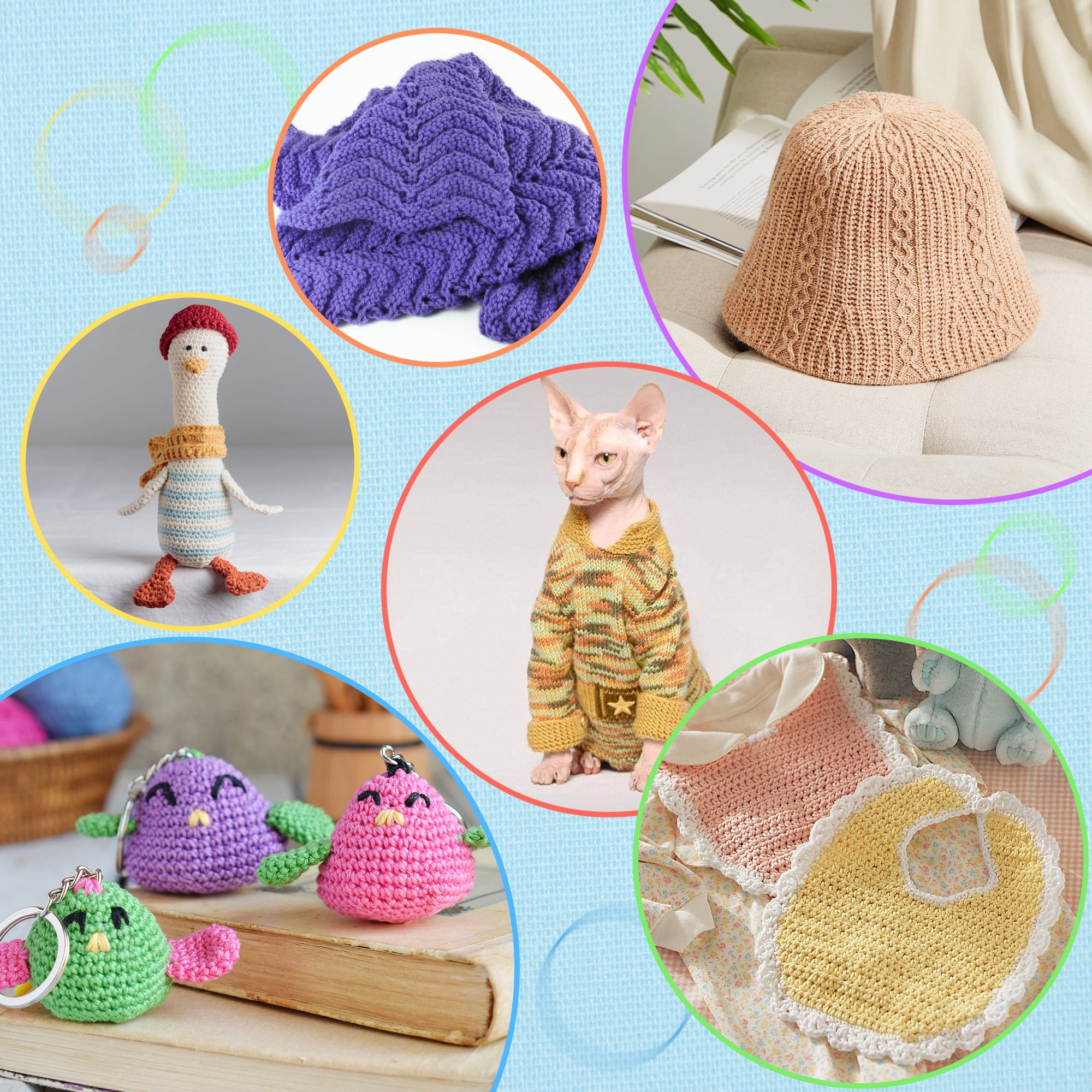 BCOOSS 113PCS Crochet Kit for Beginners Adults Crochet Hook Set with Crochet Yarn，Needles, Accessories