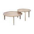 thumbnail image 1 of S/2 Tables Basses Rondes en Bois Massif de 39,5" et 31,25", 1 of 1