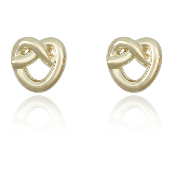 AVORA 10K Yellow Gold Open Heart Stud Earrings