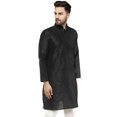 thumbnail image 6 of SKAVIJ Kurta for Men Art Silk Embroidery Long Shirt Indian Wedding Dress Only Top Black, X-Large, 6 of 6