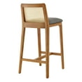 thumbnail image 6 of Counter Stool Chair, Gray, Fabric, Wood, Rattan, Bar Pub Cafe Bistro Dining Kitchen Hospitality Restaurant, Modern Contemporary, HB37093, 6 of 9