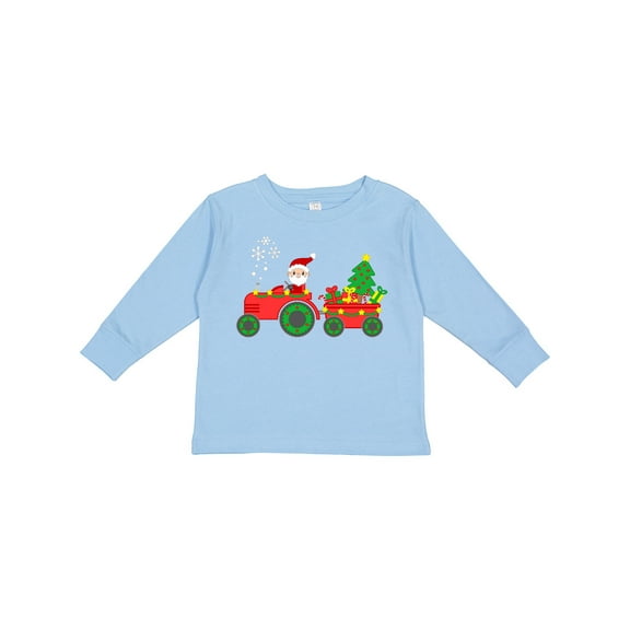 Inktastic Santa on Christmas Tractor Boys or Girls Long Sleeve Toddler T-Shirt