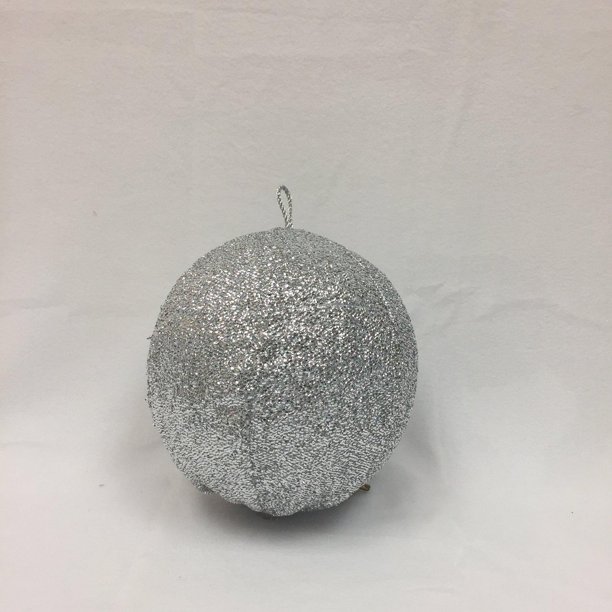 12" Sparkly Silver Inflatable Tinsel Ball Commercial Christmas Ornament