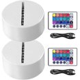 thumbnail image 1 of 2-Pack 3D Night LED Light Base, LED Base for Acrylic 16 Colors LED Light Base with Remote Control and USB Cable for Bedroom Child Room Restaurant Shop (2-Pack White), 1 of 5