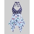 thumbnail image 1 of Tankini de Pañuelo con Estampado de Mariposa en Talla Extra Rosegal  Camisetas tallas grandes, 1 of 5