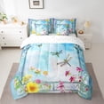 thumbnail image 4 of Dragonfly Twin Comforter Set 7 Piece,Garden Flowers Bed in a Bag with Sheets,Rustic Aesthetic Animal Bedding Sets with 1 Comforter,2 PillowShams,2 Pillowcases,1 Flat Sheet,1 Fitted Sheet, 4 of 5
