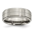 thumbnail image 1 of Titanium Block 8mm Ridged Edge Band Ring Man Wedding  For Dad Mens  For Him, 1 of 10