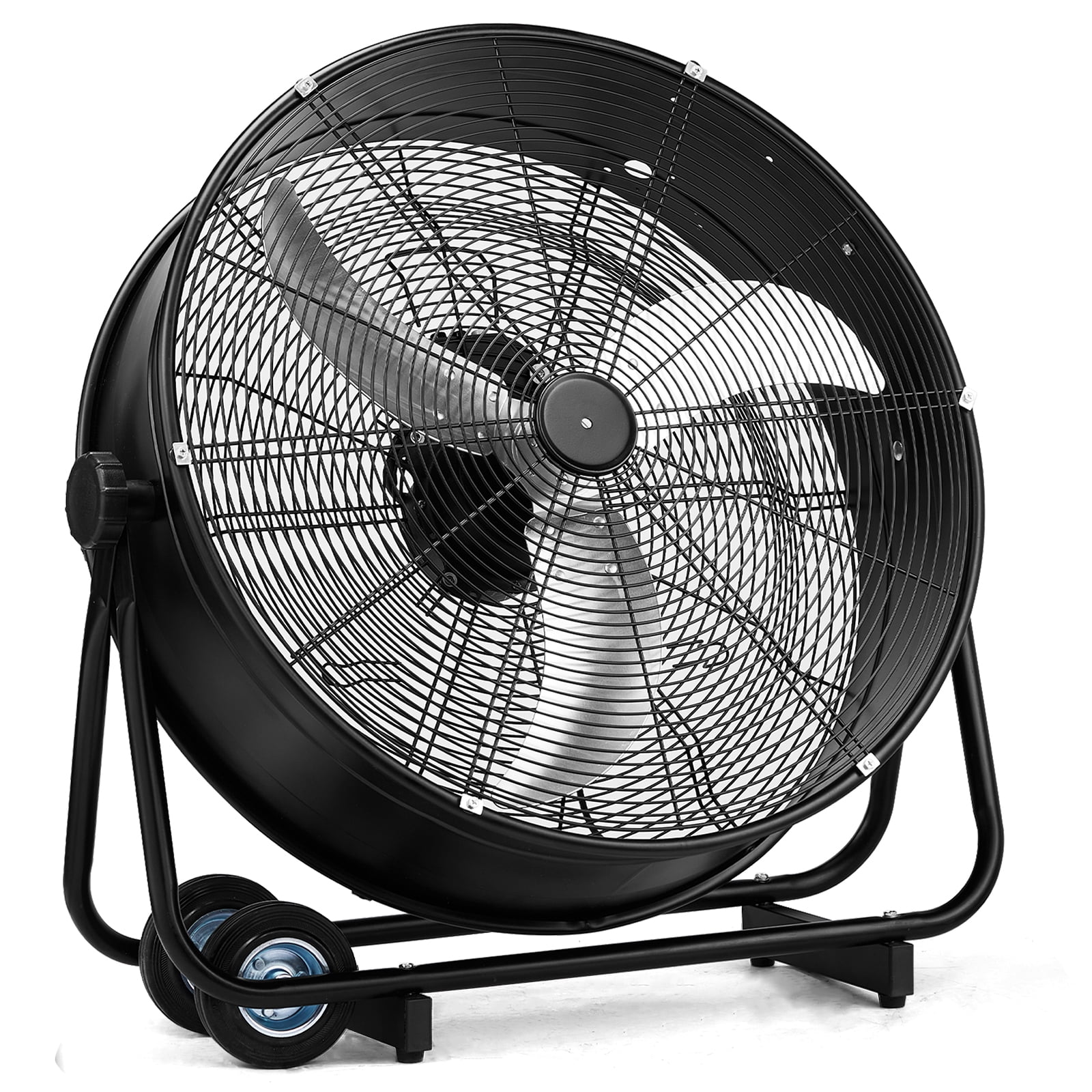 Industrial Drum Fan, 30in 110V 230W High Velocity Floor Fan,3 Speed Heavy Duty Black Metal Air Circulator,Adjustable Tilt with Outer Double Wheels,Copper Motor Single Side for Warehouse Commercial