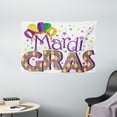 thumbnail image 1 of Mardi Gras Tapestry, Joyous Composition with Stylized Lettering Stars Confetti and Party Hat, Wall Hanging for Bedroom Living Room Dorm Decor, 60W X 40L Inches, Purple Yellow Green, by Ambesonne, 1 of 2
