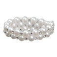thumbnail image 4 of Pulsera elástica elegante con perlas de imitación y diamantes de imitación para mujer, ideal para novias, bodas y graduaciones. 2 hileras, 4 of 9