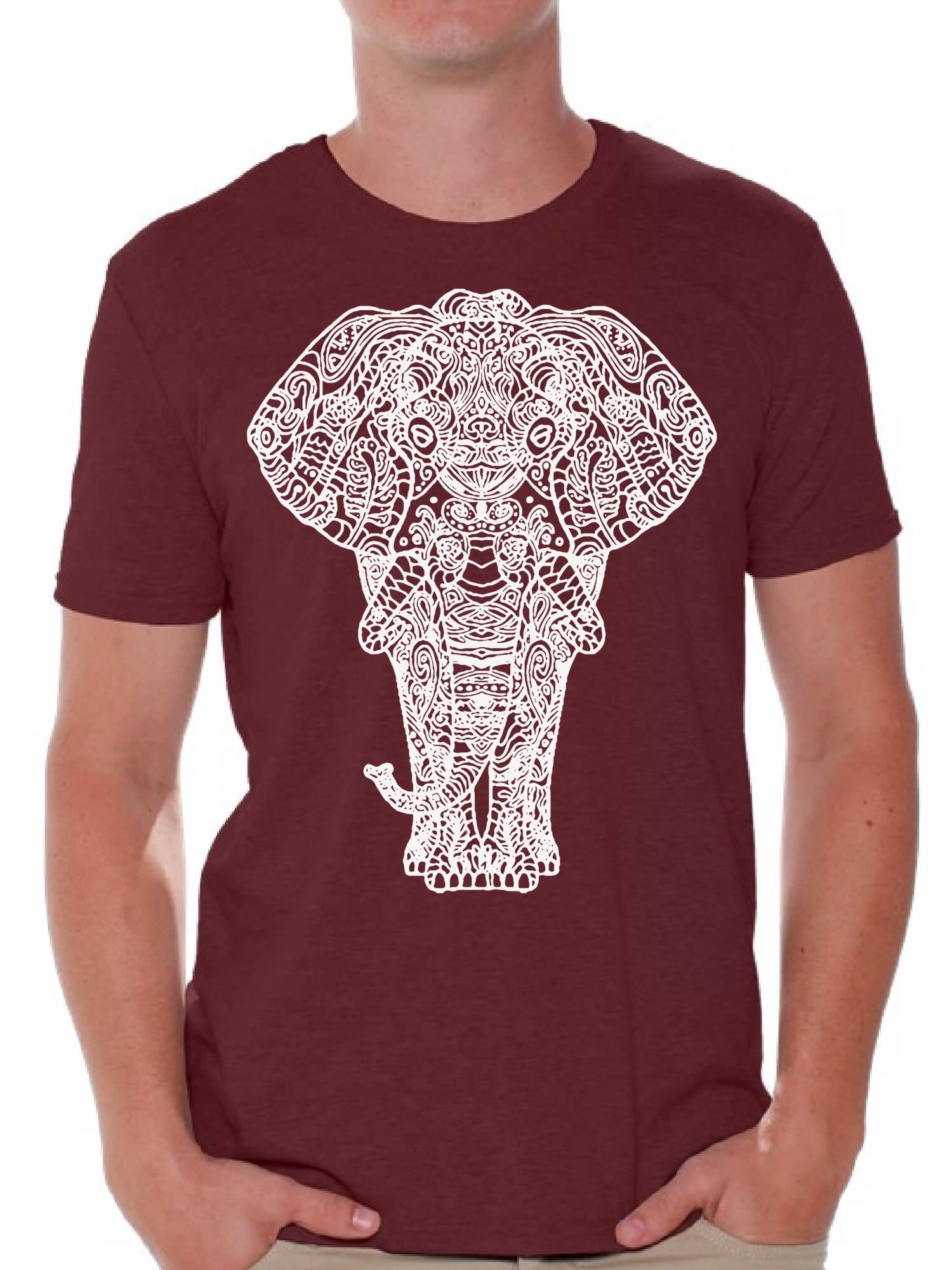 InterestPrint Mens Botton Up Shirt Indian Tribal Elephant T Shirts for Regular Fit S-5XL
