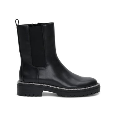 INC Womens Black Padded Pull Tab Embellished Goring Brycin Round Toe Block Heel Zip-Up Booties 5 M