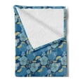 thumbnail image 2 of Floral Soft Flannel Fleece Throw Blanket, Doodle Flowers Bohemian Spring Bloom Spring Season, Cozy Plush for Indoor and Outdoor Use, 50" x 60", Blue Blue, by Ambesonne, 2 of 5