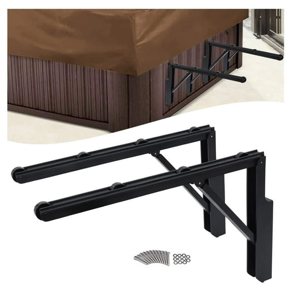 Hot Tub Cover Lift, Spa Supply Hot Tub Cover, Hydraulic Lift Foldable Hot Tub Cover Racks Suitable for Spas & Hot Tubs, Black 2Pcs, Cabinet Free Cover
