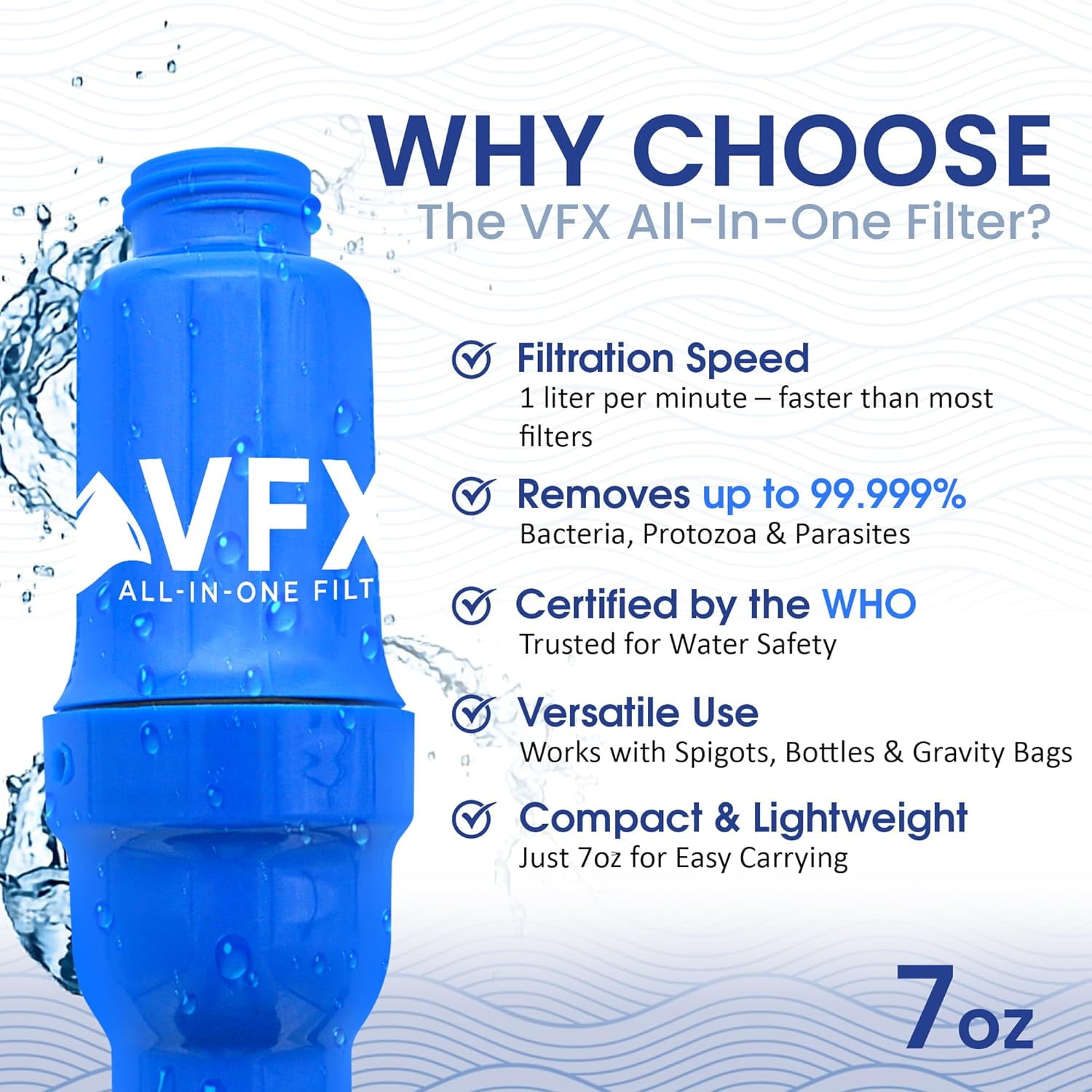 Village Water Filters VFX Portable Water Filter – All-in-One Gravity Purifier for Camping & Hiking