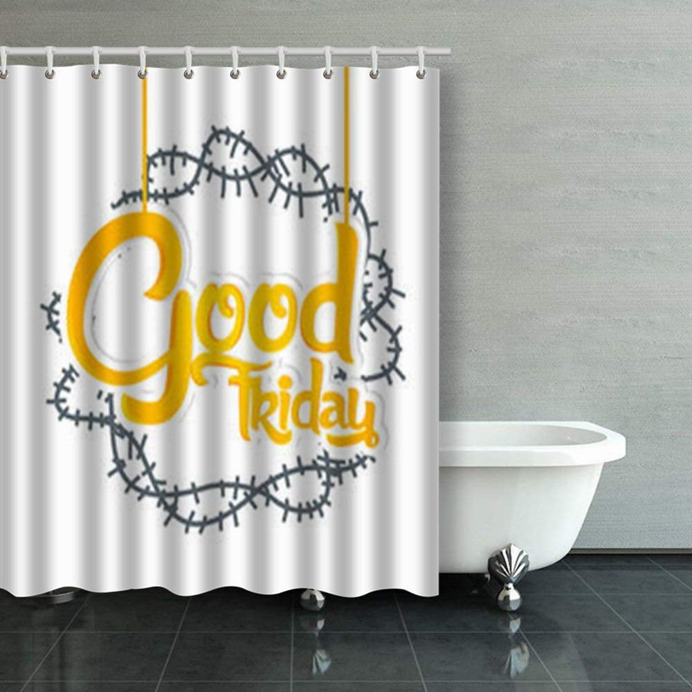 BSDHOME Creative Abstract Good Friday Shower Curtains Bathroom Curtain