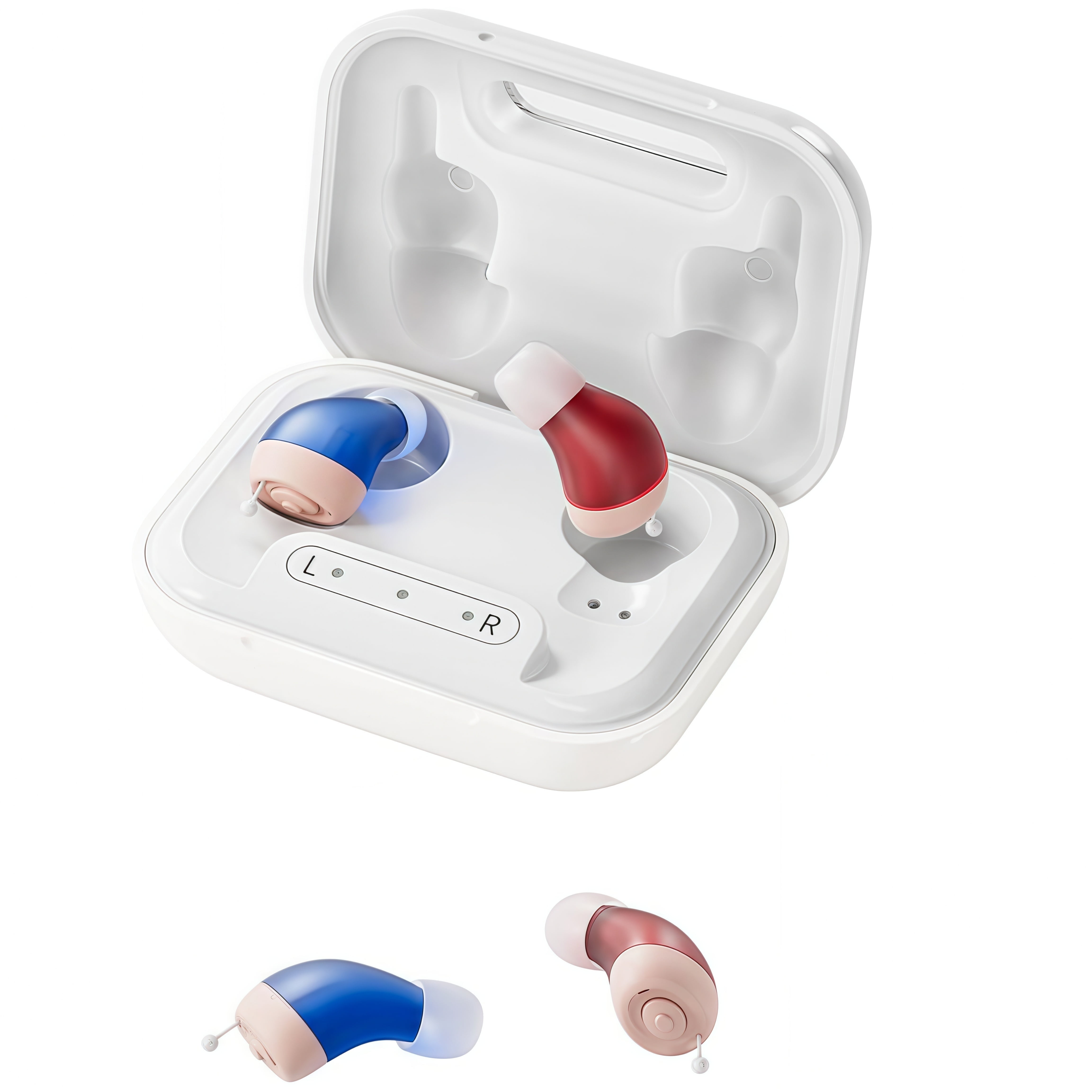 iadr Hearing Aids for Seniors Rechargeable with Noise Cancelling, Adults Hearing Amplifiers for Hearing Loss, Hearing Amplifiers with Magnetic Charging Case,Beige