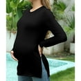 thumbnail image 5 of Olyvenn Stylish Women's Maternity Shirts Long Sleeve Split Side Pregnancy Tee Top Tunic Blouse Casual Pregnant Mama Clothes Pullover Black 8, 5 of 7