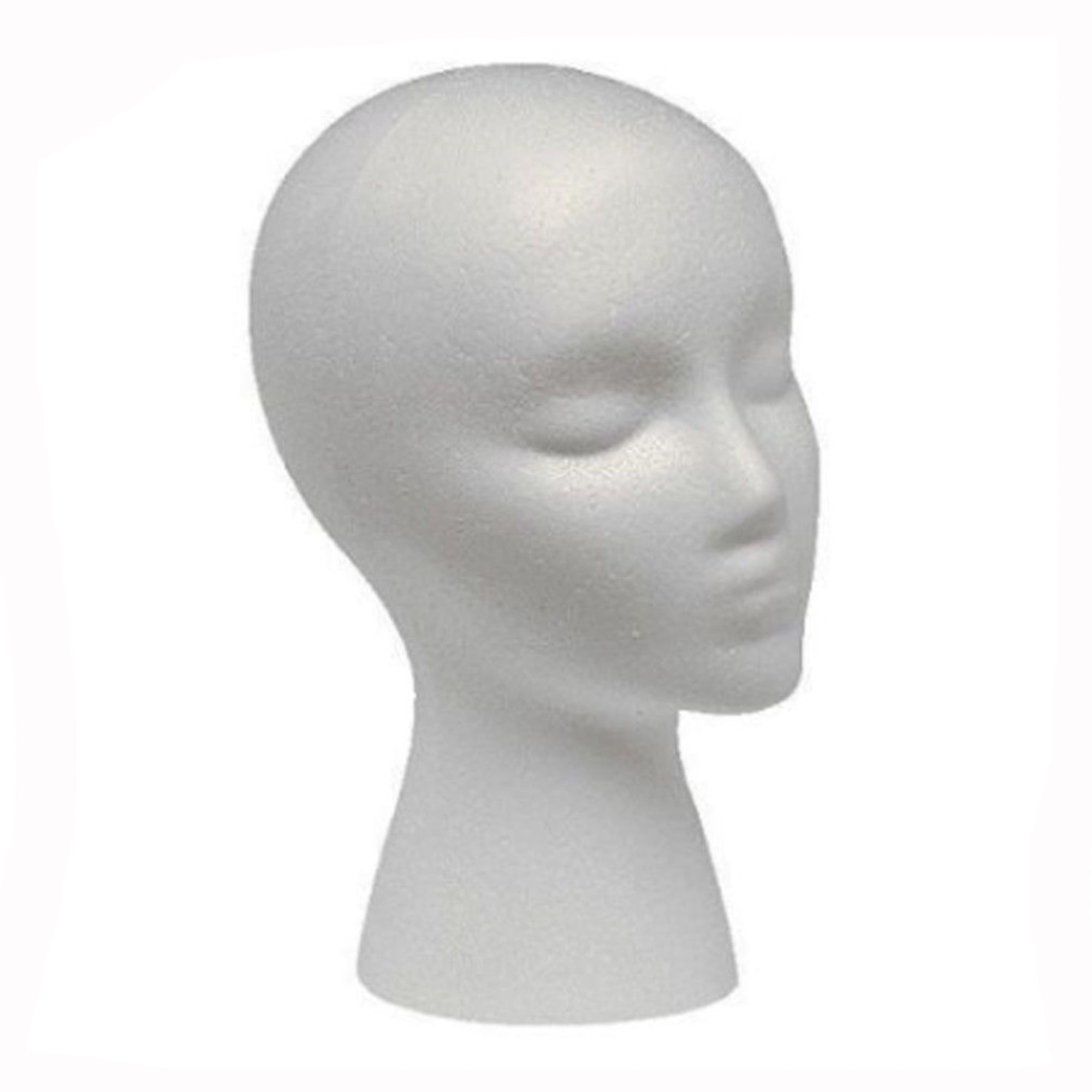 Female Face  Mannequin Head White Styrofoam For Painting Craft Wig Storage White 