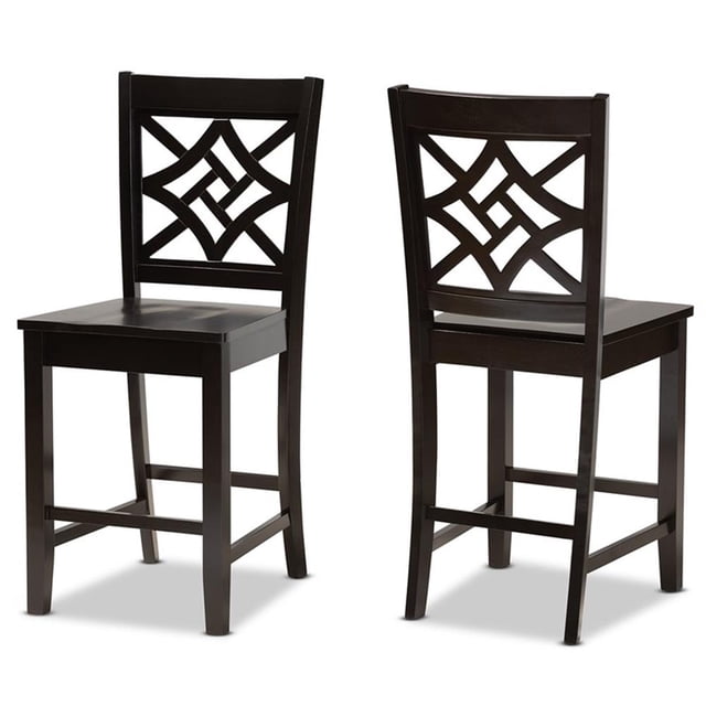 Baxton Studio Dark Brown Finished Wood 2-Piece Counter Stool Set