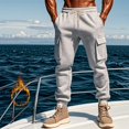 thumbnail image 6 of USNSM Men's Jogger Casual Workout Slim Fit Multi Pockets Outdoor Cargo Pants Drawstring Elastic Waist Tapered Pants Gray M, 6 of 9