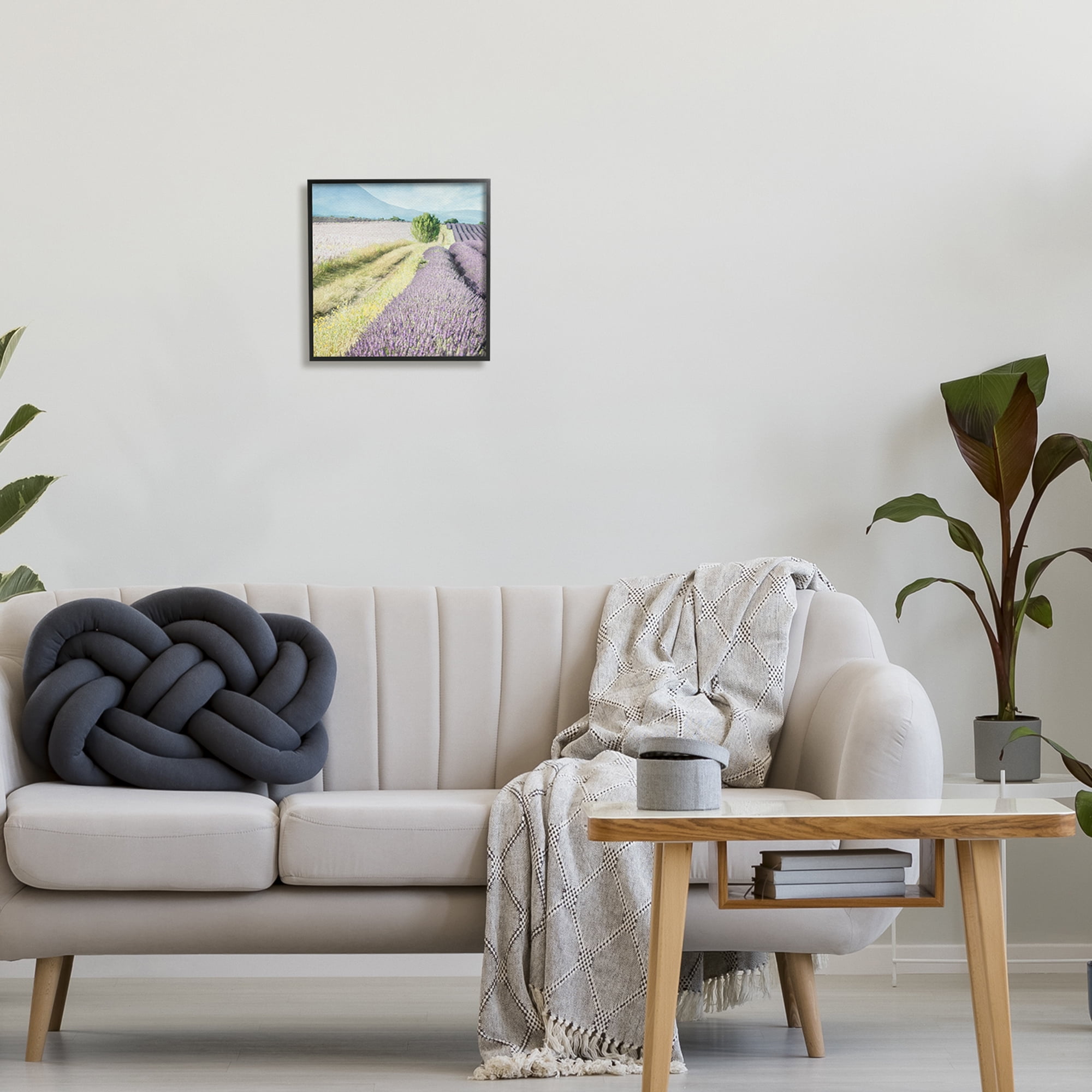 Stupell Industries Country Lavender Fields Nature Painting Black Framed Art Print Wall Art, 12 x 12