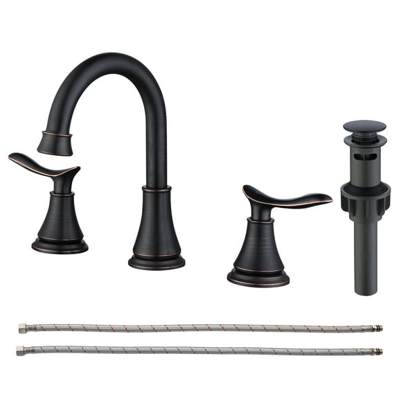 2-Handle 8 inch Widespread Bathroom Sink Faucet Oil Rubbed Bronze Lavatory Faucet 3 Hole 360° Swivel Spout Vanity Sink Basin Faucets[Unable ship on weekends, usps/fedex]