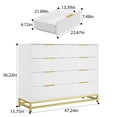 thumbnail image 3 of Dresser for Bedroom with 8 Drawer, Modern Wooden Dresser with 8 Golden Handles, Storage Dressers Chest of Drawers for Living Room, Hallway, Entryway, White, 3 of 7