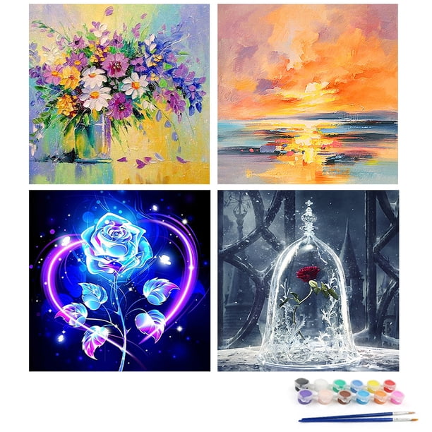 Kit Pintura Al Óleo Por Números Puesta en Arte Acrílica DIY (B1310)