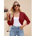 thumbnail image 2 of Women's 3/4 Sleeve Cropped Cardigan Sweater Open Front Short Shrugs Cardigans Lightweight Sweaters, 2 of 5