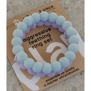 Dexypaws: Super Chew Rings - Lilac & Sky Blue - 2pc Dog Teething Toys, Aggressive Chewers, Fetch & Tug, Textured Circles, Durable Rubber, Pet Play