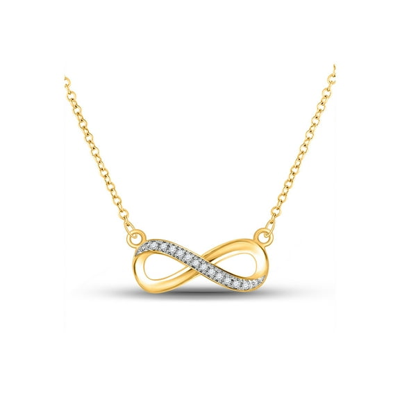 10kt Yellow Gold Womens Round Diamond Infinity Necklace 1/20 Cttw