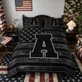 thumbnail image 2 of Meiyoeat Vintage American Flag Letter A Queen Duvet Cover Set for Men Boys, Patriotic Monogram Bedding, Black Gray White,Black Reversible,3-Piece,No Comforter, 2 of 6