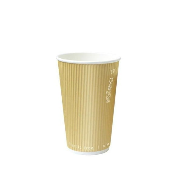 Packnwood 210GCRWB10BG 10 oz 3.5 x 3.4 in. Kraft Rippled Wall Cup without Plastic - 500 Piece