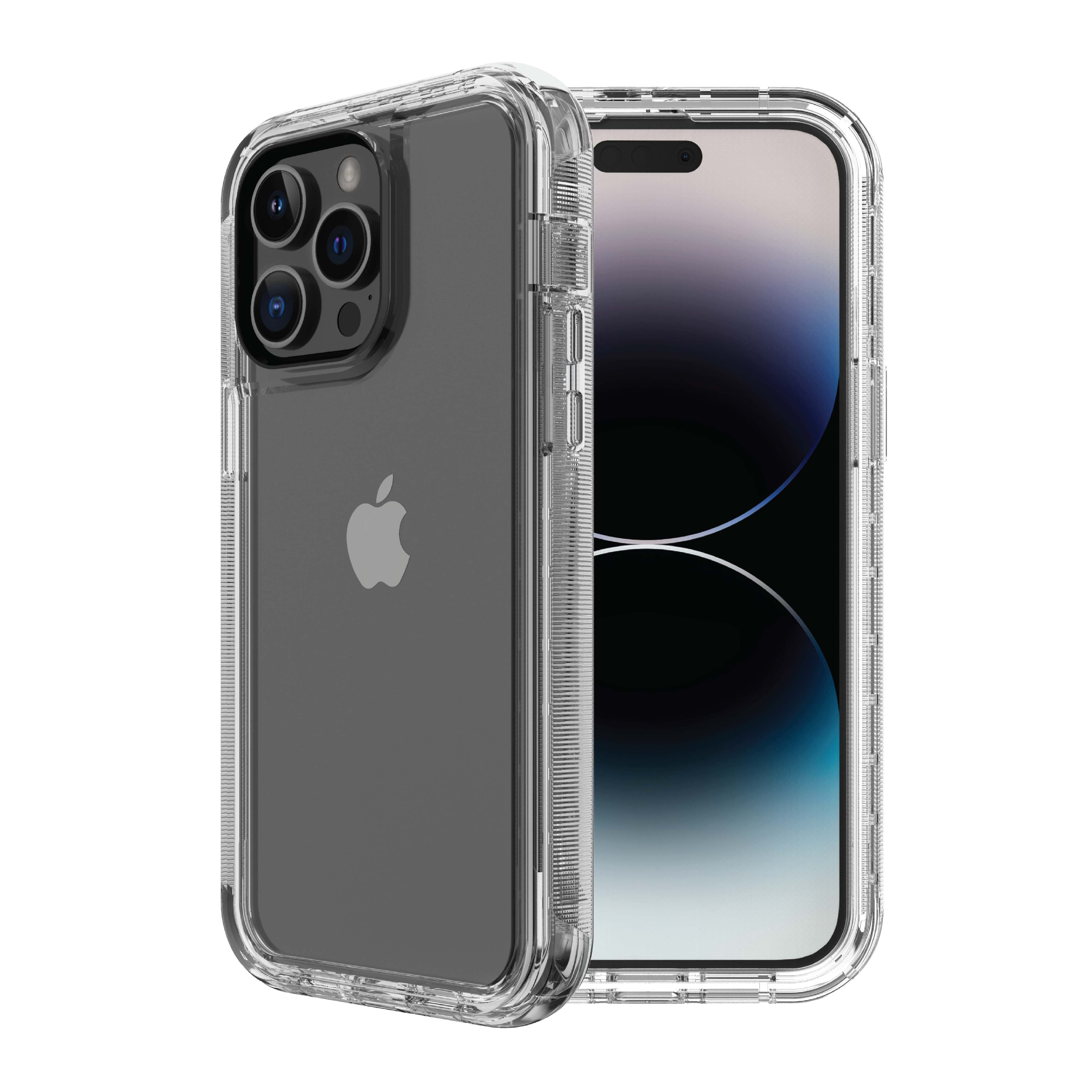 onn Rugged Phone Case with Holster for iPhone 14 Pro Max - Clear