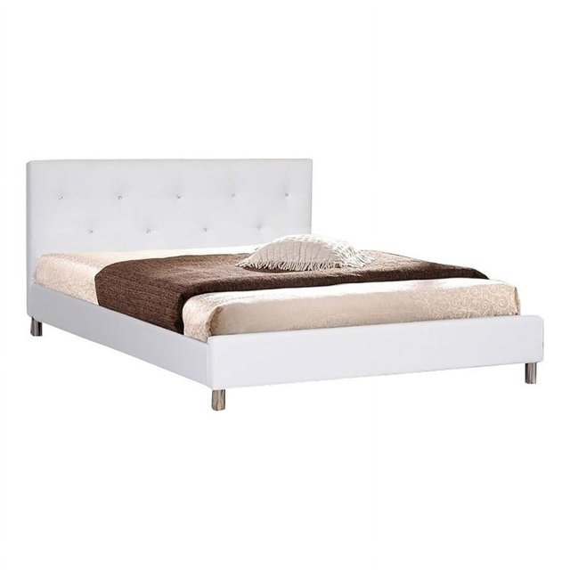 Atlin Designs Contemporary Faux Leather Queen Tufted Platform Bed in White