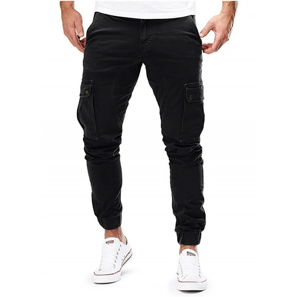 Men's High Stretch Multi Pocket Slim Fit Cargo Pants Multi Pockets