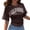 Coffee, variant on Womens Tshirts Ladies Korean Design Loose Fit Crew Neck Short Sleeve Summer Top Womens Tees Blue XXXXL