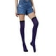 thumbnail image 1 of Sonducket 2 piezas de calcetines a rayas de talla grande hasta el muslo, cómodos, cálidos, fáciles de combinar, apariencia de moda, calcetín, Medias morado negro, 1 of 6