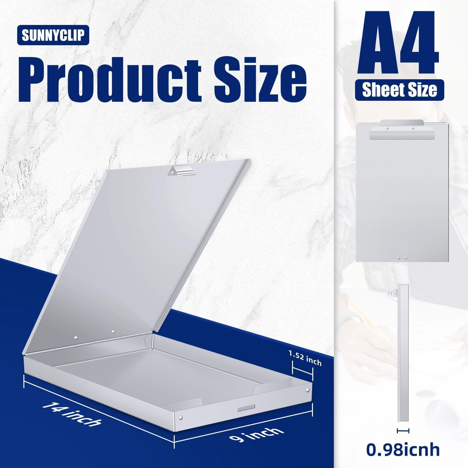 Sunnyclip Sealed Metal Clipboard - Waterproof Aluminum Storage for Letter/Legal Size, Holds 100 Sheets for Construction, Police, Office