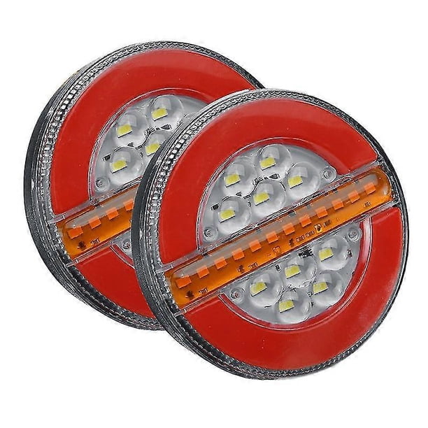 2Pcs 24V 4inch LED Trailer Truck Tail Light Brake Light DRL Flow Turn Signal Lamp Strobe Light for