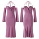 thumbnail image 4 of Vestido Largo Con Tirantes Vestido halter para mujer con manga y hombros descubiertos Traje clubwear (Púrpura S) Cgtredaw Para estrenar, 4 of 9