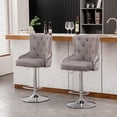thumbnail image 6 of Alexent 2PCS Swivel Bar Stools, High Back, Button Tufted, Silver Footrest and Nailhead Trim Swivel Bar Chairs for Kitchen, Bar Velvet Upholstered Bar Stools, Gray, 6 of 7