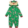 thumbnail image 4 of Viworld Christmas Family Matching Hoodie Pajamas Reindeer Romper Long Sleeve One Piece Jumpsuit Zipper Pjs for Adult Kids Baby Green, 4 of 6