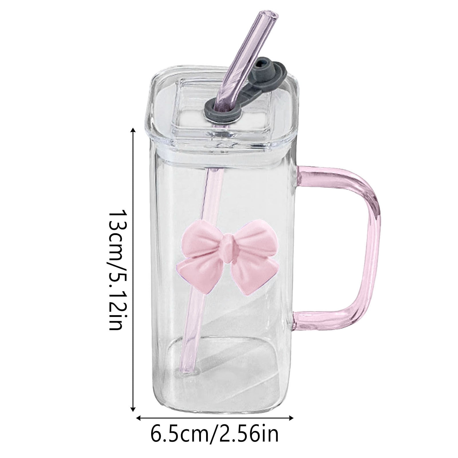 Glass Coffee Mugs, Borosilicate Clear Cups, Heat Resistant Transparent Glassware, Cute Bowknot Tea Cups, Latte Glasses, Hot & Cold Drinkware, Espresso Cups for Home Kitchen Office