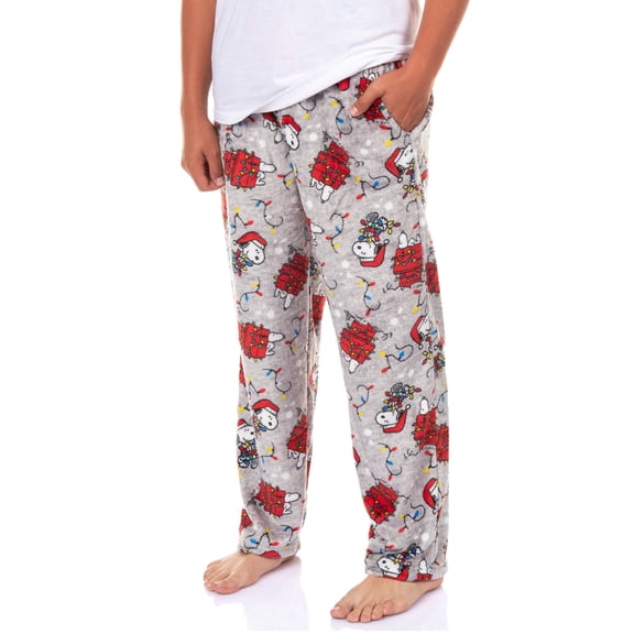 Peanuts Pajama Pants Men's Snoopy Christmas Lights Lounge Bottoms