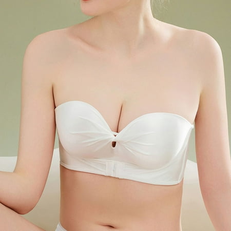 

HOMBOM Cute Sports Bras for Women Front Buckle Thin Non-slip Upper Support Big Chest Show Small Invisible Wedding Party Special Glossy Underwear White 70C