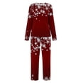 thumbnail image 2 of Women Christmas Pajama Set Print Crew Neck Long Sleeve Top with Long Pants Holiday Loungewear Sleepwear, 2 of 4