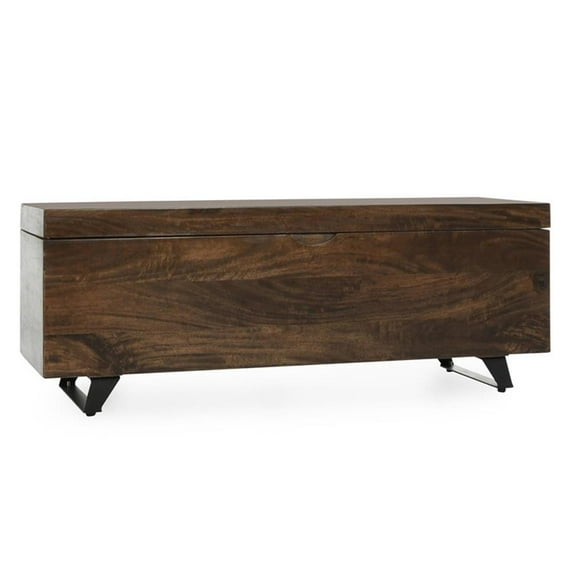 Pemberly Row 46" Handcrafted Solid Wood Storage Trunk Dark Brown